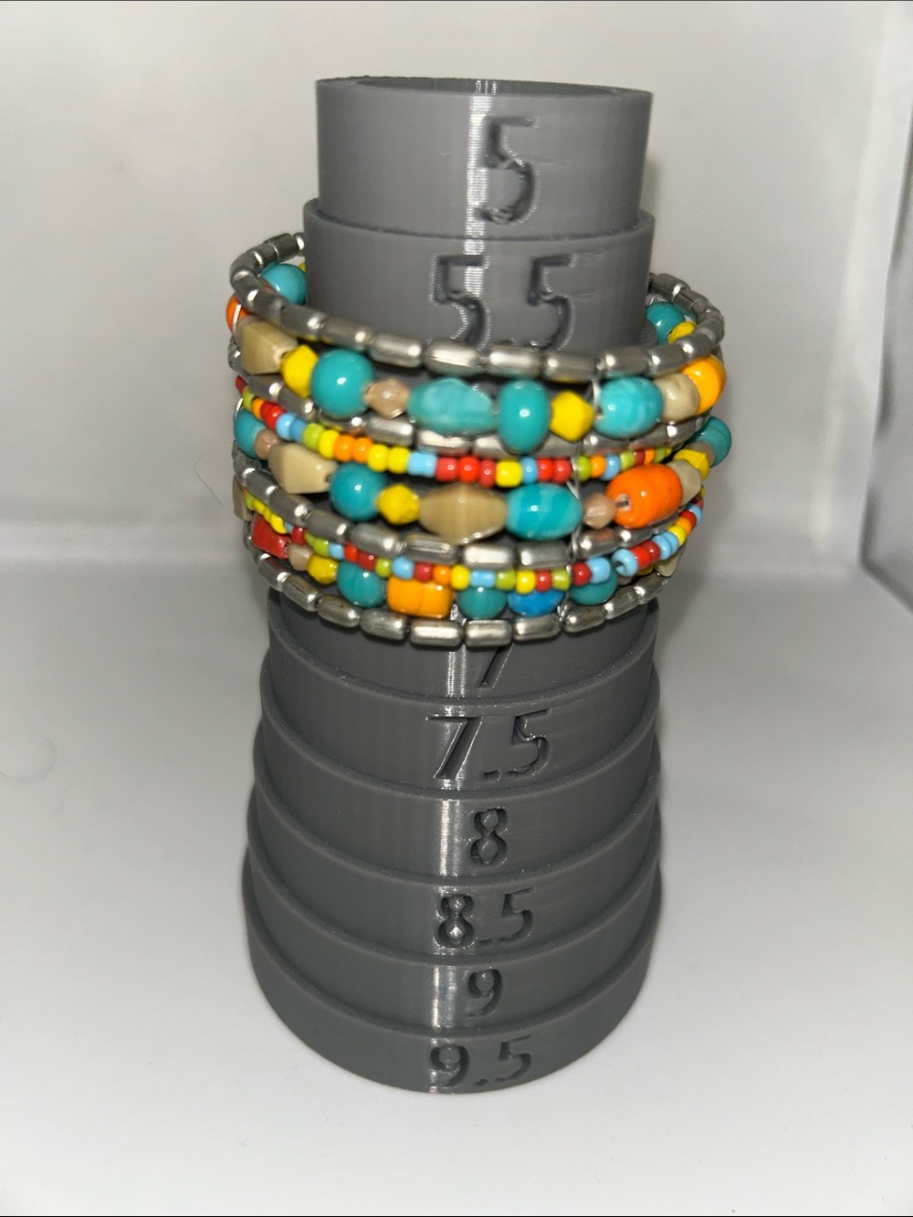 Wire wrap bracelet multi coils colorful beads eclectic mix boho festival summer